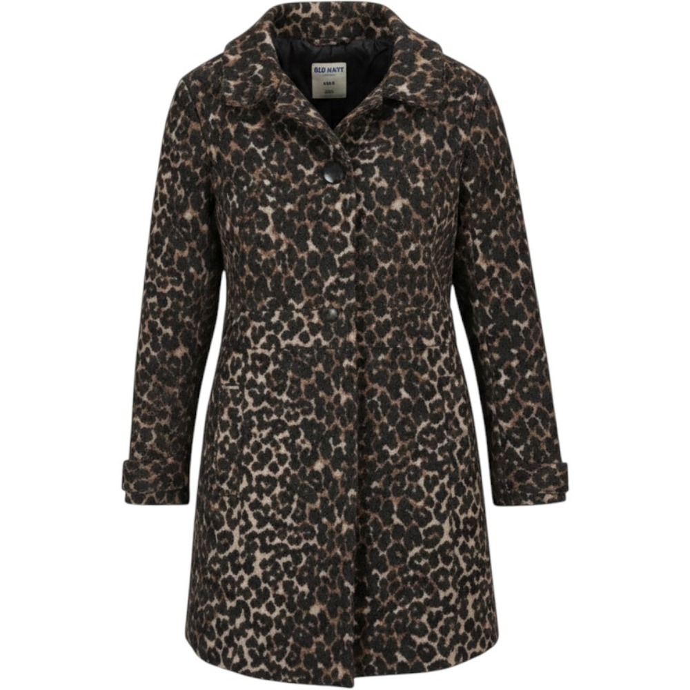 Old Navy Women's Retro Soft-Brushed Leopard Print Coat Med Fallback Indi Sleeze